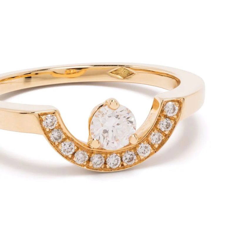 Ring Intrépide petit arc 025ct pavée - 18k yellow gold lab grown diamond Loyale Paris 4