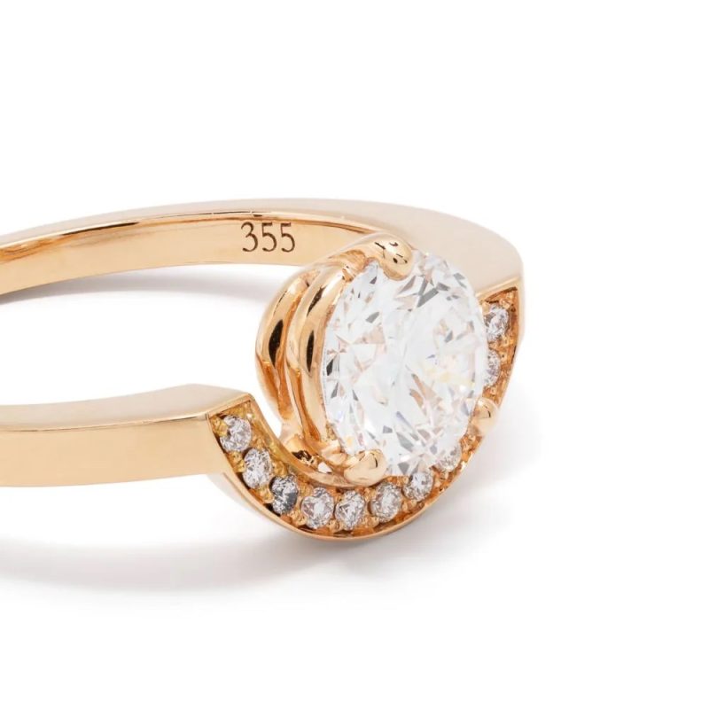 Ring Intrépide petit arc 1ct pavée - 18k yellow gold lab grown diamond Loyale Paris 4