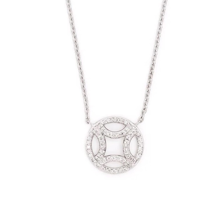 Necklace Perpétuelle pavé - 18k white gold lab grown diamond Loyale Paris 1