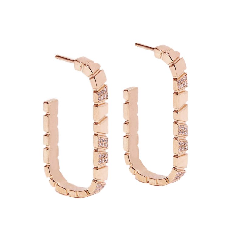 Earrings Ride & Love semi-pavées Medium - 18k rose gold 1