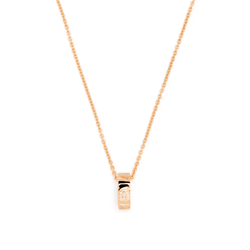 Necklace Ride & Love semi-pavé Medium - 18k recycled rose gold lab grown diamonds loyale paris fine jewelry 1