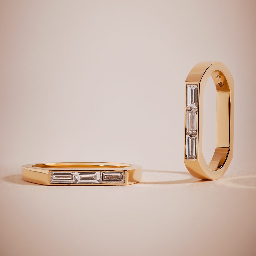 alliances baguettes uraeus or jaune recyclé 18k maison de joaillerie loyale paris