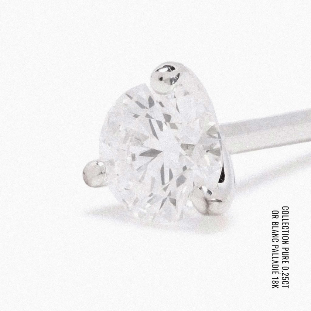 boucle d'oreille pure diamant de synthèse 0.25ct maison de joaillerie loyale paris